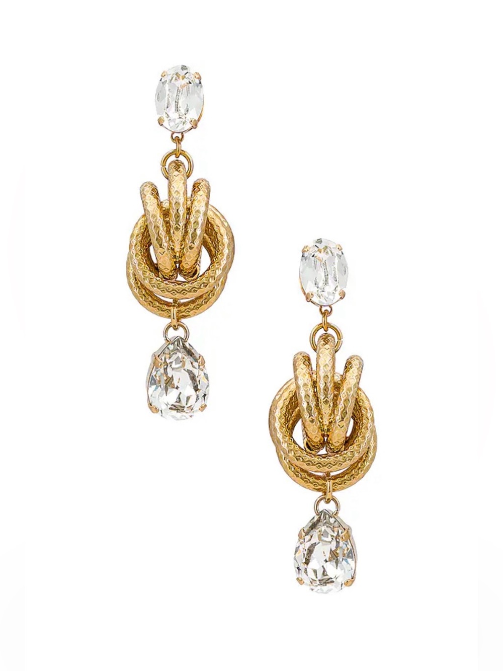 Gold Crystal Knot Drop Earrings